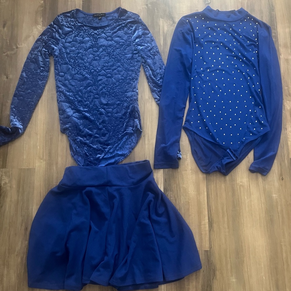 Elegant Blue Kids Dance Costume Set